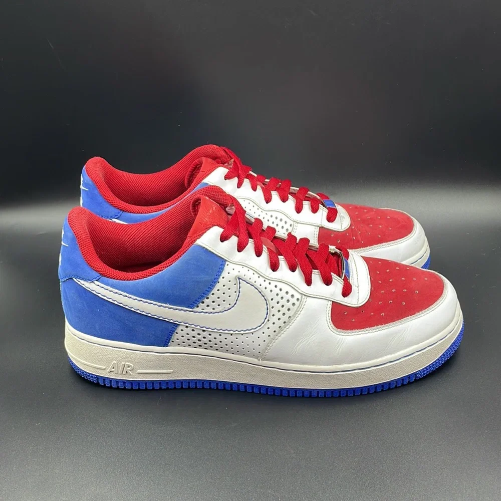Nike Air Force 1s ‘07‎ White Varsity Royal Red Men’s Sz 12